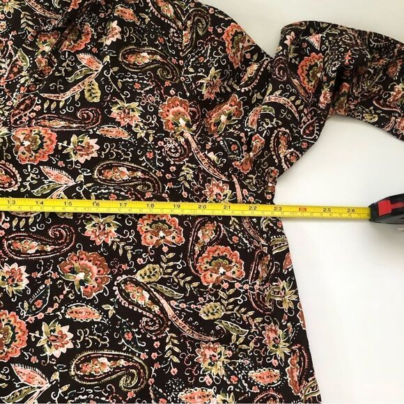 J Jill Dark Floral Paisley Button Front Tunic Top With Pockets Size Large - Picture 5 of 11